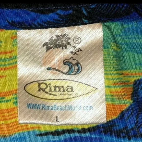 RIMA Silk Designer Silk Caribbean shirt blue tropic graphic - Picture 12 of 12